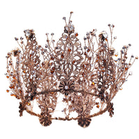 HKM-568787 Baroque Rhinestone Wedding Tiara - Elegant Gold Crown with Stunning Design