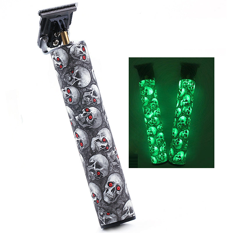 HKM-397523 Rechargeable Mini Hair Clipper with Waterproof Design - Red Skull Edition