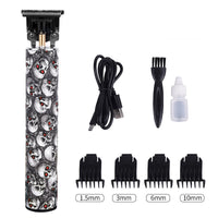 HKM-397523 Rechargeable Mini Hair Clipper with Waterproof Design - Red Skull Edition
