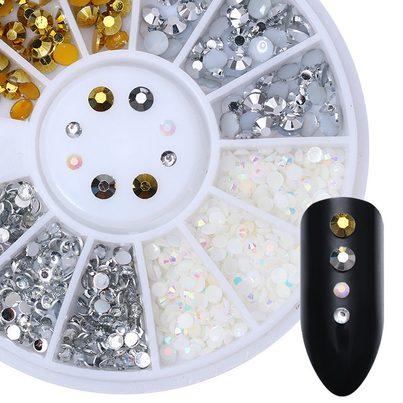 HKM-348371 Gold and Silver Magic Color Flat Bottom Rhinestone Disc for Nail Art
