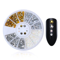 HKM-348371 Gold and Silver Magic Color Flat Bottom Rhinestone Disc for Nail Art