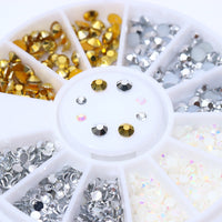 HKM-348371 Gold and Silver Magic Color Flat Bottom Rhinestone Disc for Nail Art