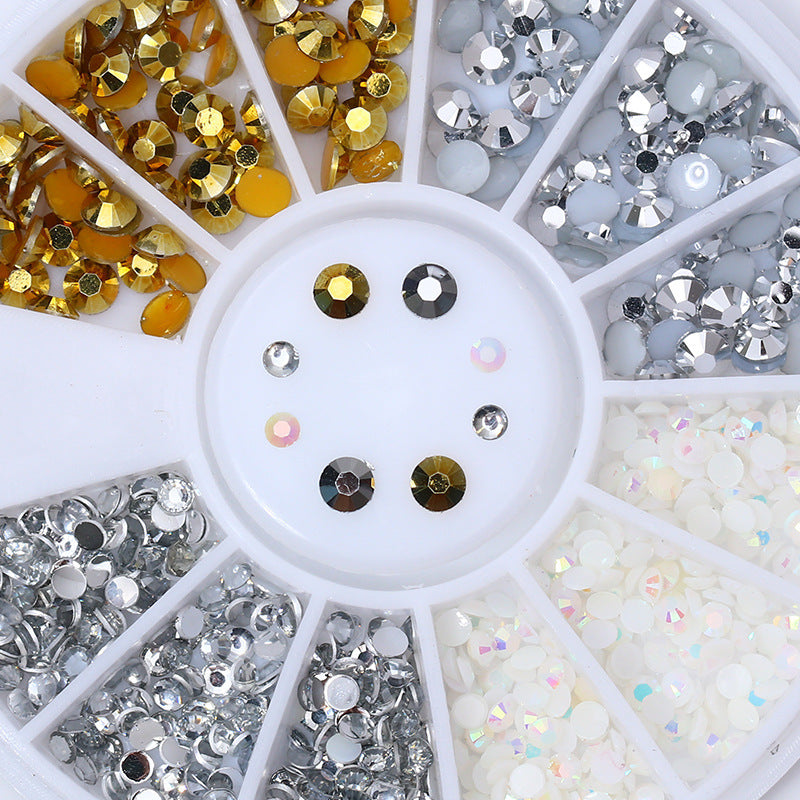 HKM-348371 Gold and Silver Magic Color Flat Bottom Rhinestone Disc for Nail Art