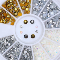 HKM-348371 Gold and Silver Magic Color Flat Bottom Rhinestone Disc for Nail Art