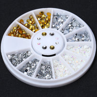 HKM-348371 Gold and Silver Magic Color Flat Bottom Rhinestone Disc for Nail Art
