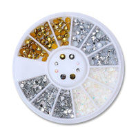 HKM-348371 Gold and Silver Magic Color Flat Bottom Rhinestone Disc for Nail Art