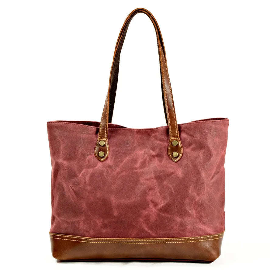 KTX-709395 Casual Retro Canvas Shoulder Bag with Leather Accents - Waterproof, Stylish, and Durable