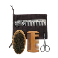 HKM-199763 Beard Care Brush Set with Stainless Steel Combs and Scissors