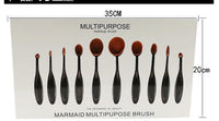 HKM-986707 10-Piece Soft Nylon Wool Makeup Brush Set with Genuine Leather Bag