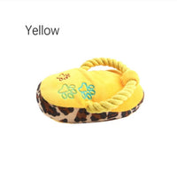 HKM-192147 Soft Plush Sounding Pet Slippers Toy in Blue, Pink, and Yellow