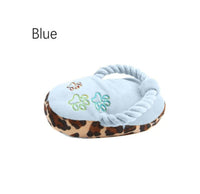 HKM-192147 Soft Plush Sounding Pet Slippers Toy in Blue, Pink, and Yellow