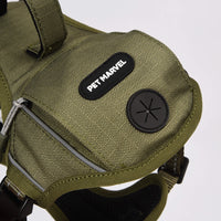 HKM-817875 High-Performance Tactical Dog Harness with Built-in Poop Bag Holder and No-Pull Front Clip - Brown, Size S