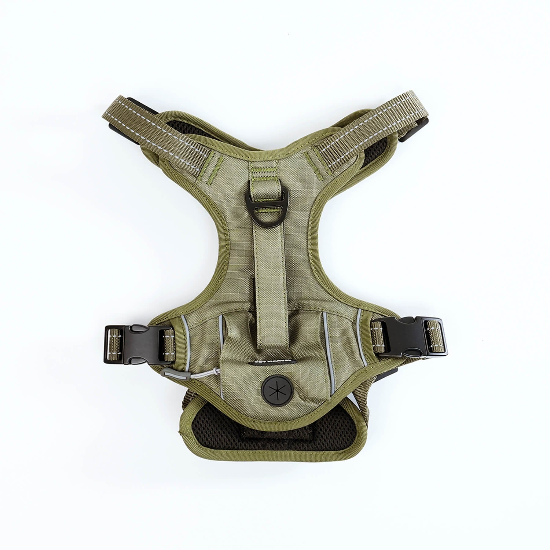 HKM-817875 High-Performance Tactical Dog Harness with Built-in Poop Bag Holder and No-Pull Front Clip - Brown, Size S