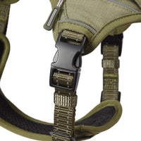 HKM-817875 High-Performance Tactical Dog Harness with Built-in Poop Bag Holder and No-Pull Front Clip - Brown, Size S