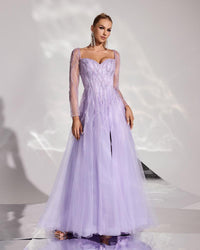 HKM-365395 Elegant Purple Evening Dress - Model EZ25058 for Women