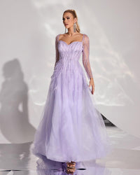 HKM-365395 Elegant Purple Evening Dress - Model EZ25058 for Women