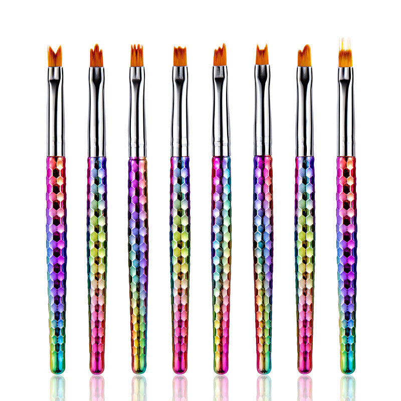 HKM-509907 8-Piece Nail Art Brush Set for Flower Designs - Gradient Petal Pens with Nylon Fiber Tips