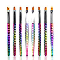 HKM-509907 8-Piece Nail Art Brush Set for Flower Designs - Gradient Petal Pens with Nylon Fiber Tips