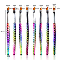 HKM-509907 8-Piece Nail Art Brush Set for Flower Designs - Gradient Petal Pens with Nylon Fiber Tips