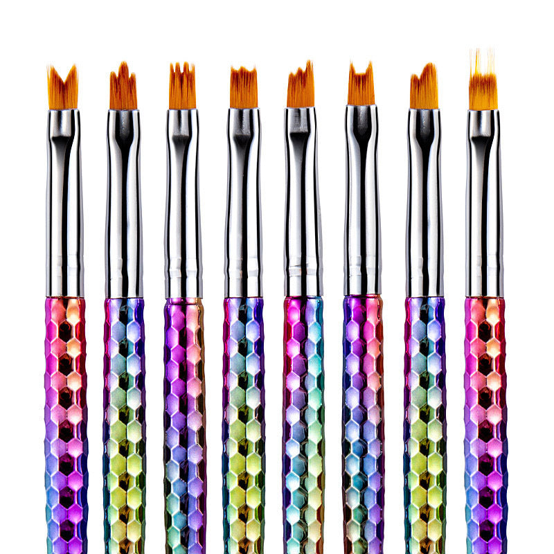HKM-509907 8-Piece Nail Art Brush Set for Flower Designs - Gradient Petal Pens with Nylon Fiber Tips