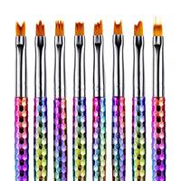 HKM-509907 8-Piece Nail Art Brush Set for Flower Designs - Gradient Petal Pens with Nylon Fiber Tips