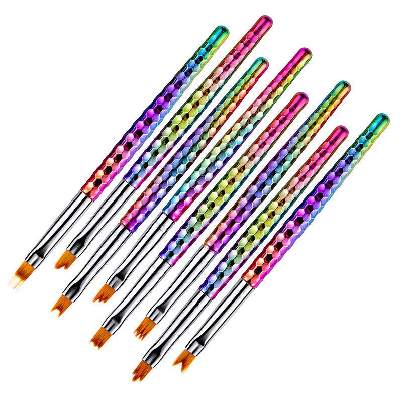 HKM-509907 8-Piece Nail Art Brush Set for Flower Designs - Gradient Petal Pens with Nylon Fiber Tips