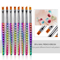 HKM-509907 8-Piece Nail Art Brush Set for Flower Designs - Gradient Petal Pens with Nylon Fiber Tips