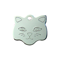 HKM-648787 Cat Head Aluminum Pet Tag for Dogs and Cats - 23x23mm Pet Jewelry