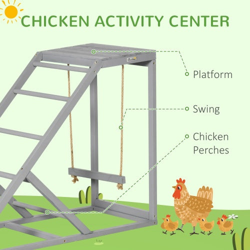 HKM-732243 PawHut Chicken Activity Game - Swing Set with Perch and Hen Ladder for Coop Enrichment
