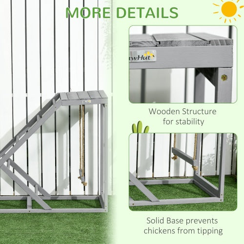 HKM-732243 PawHut Chicken Activity Game - Swing Set with Perch and Hen Ladder for Coop Enrichment