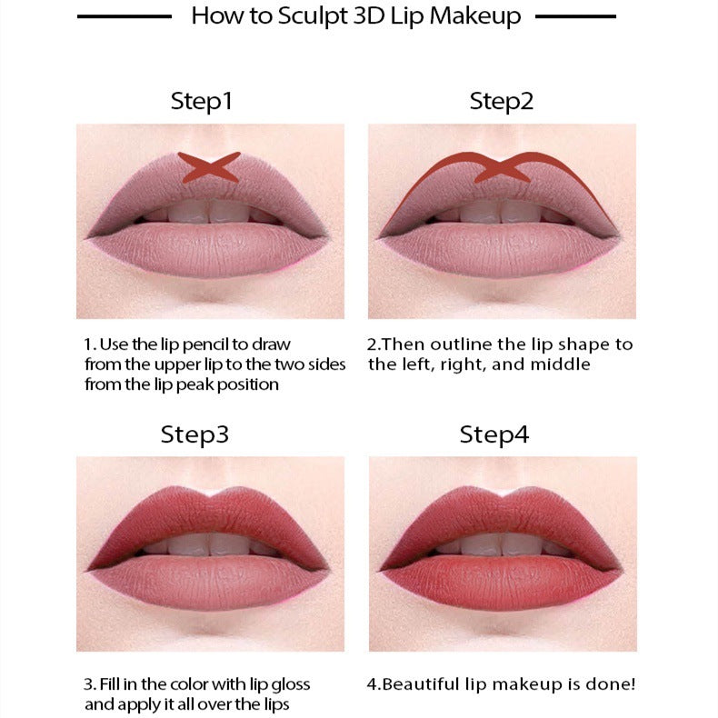 HKM-368531 Matte Finish Long-Lasting Wood Lip Liner - 24-Hour Water-Resistant Color