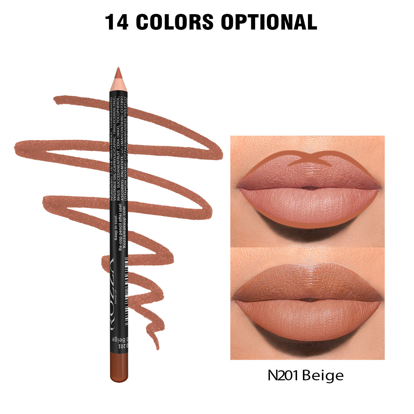 HKM-368531 Matte Finish Long-Lasting Wood Lip Liner - 24-Hour Water-Resistant Color