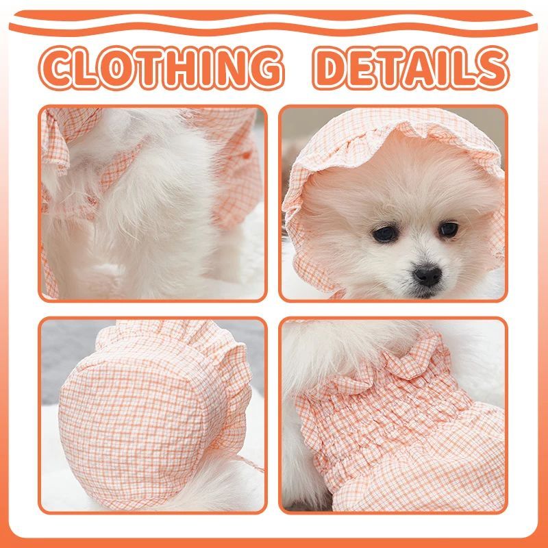 HKM-428819 Stylish Orange Jumpsuit for Dogs with Matching Hat - Ideal Summer Outfit for Puppies, Cats, Yorkies, and Chihuahuas