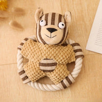 HKM-747219 Durable Cotton Rope Dog Toy for Teeth Cleaning and Training with Squeaker