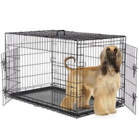 HKM-807955 Two-Door Dog Crate with Removable Plastic Tray, Multiple Sizes Available