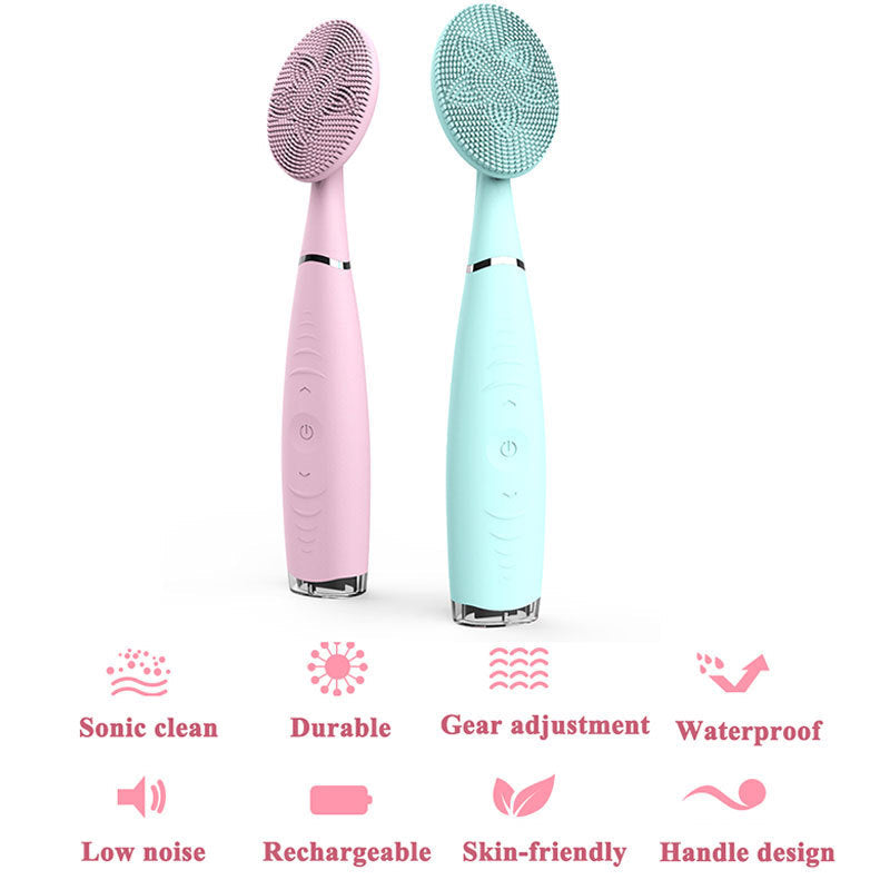 HKM-048787 Rechargeable Silicone Facial Cleansing Device with Deep Cleaning Vibration Technology, Waterproof Design, and Comfortable Grip