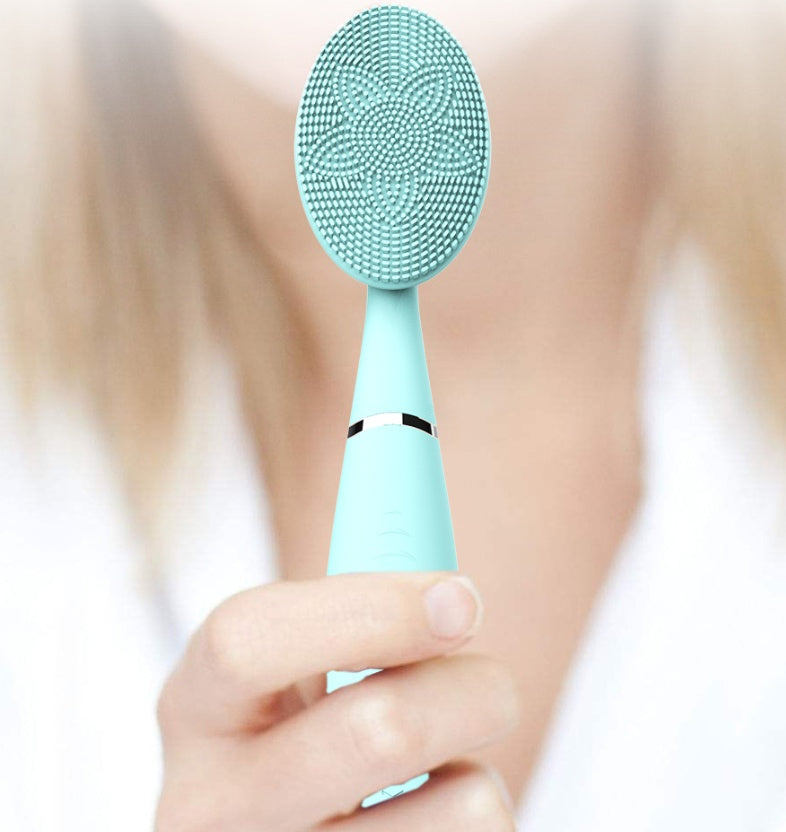 HKM-048787 Rechargeable Silicone Facial Cleansing Device with Deep Cleaning Vibration Technology, Waterproof Design, and Comfortable Grip