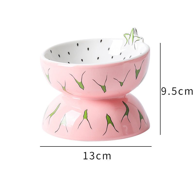 HKM-203667 Elevated Ceramic Cat Bowl with Tilted Design for Comfortable Feeding - Ideal for Cats and Small Dogs