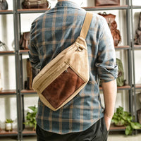 HKM-008723 Large Capacity Canvas Chest Bag for Outdoor Hiking and Sports