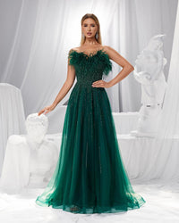 HKM-681875 Elegant Green Evening Gown for Women - Model EZ25187