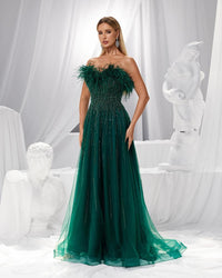 HKM-681875 Elegant Green Evening Gown for Women - Model EZ25187
