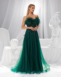 HKM-681875 Elegant Green Evening Gown for Women - Model EZ25187