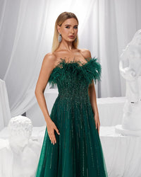 HKM-681875 Elegant Green Evening Gown for Women - Model EZ25187