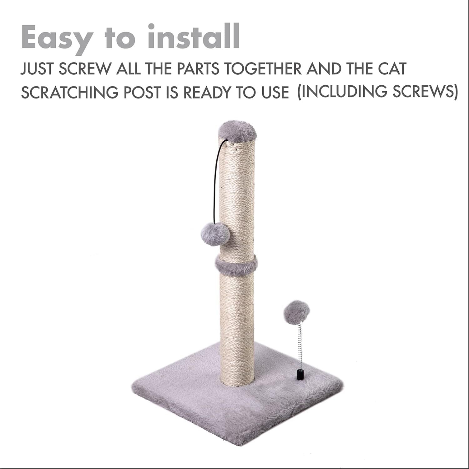 HKM-842067 Premium Sisal Cat Scratching Post with Hanging Ball for Kittens and Small Cats