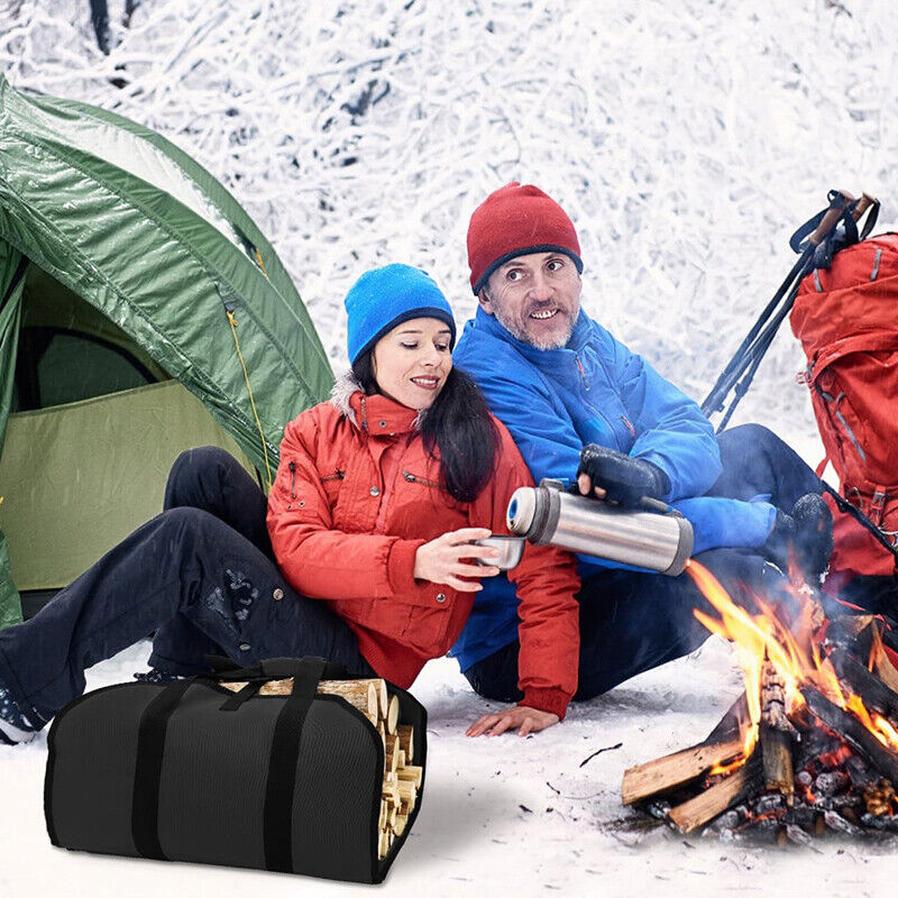 HKM-926547 Durable Canvas Firewood Log Carrier with Reinforced Straps for Easy Transport