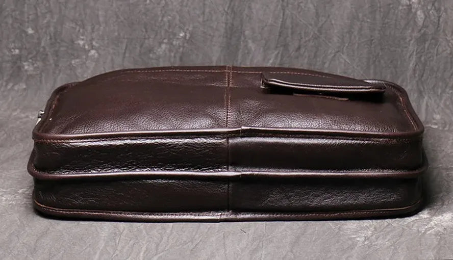 KTX-794195 Men's Leather Messenger Bag - Durable Handcrafted Cowhide with Large Capacity for Laptops and Essentials