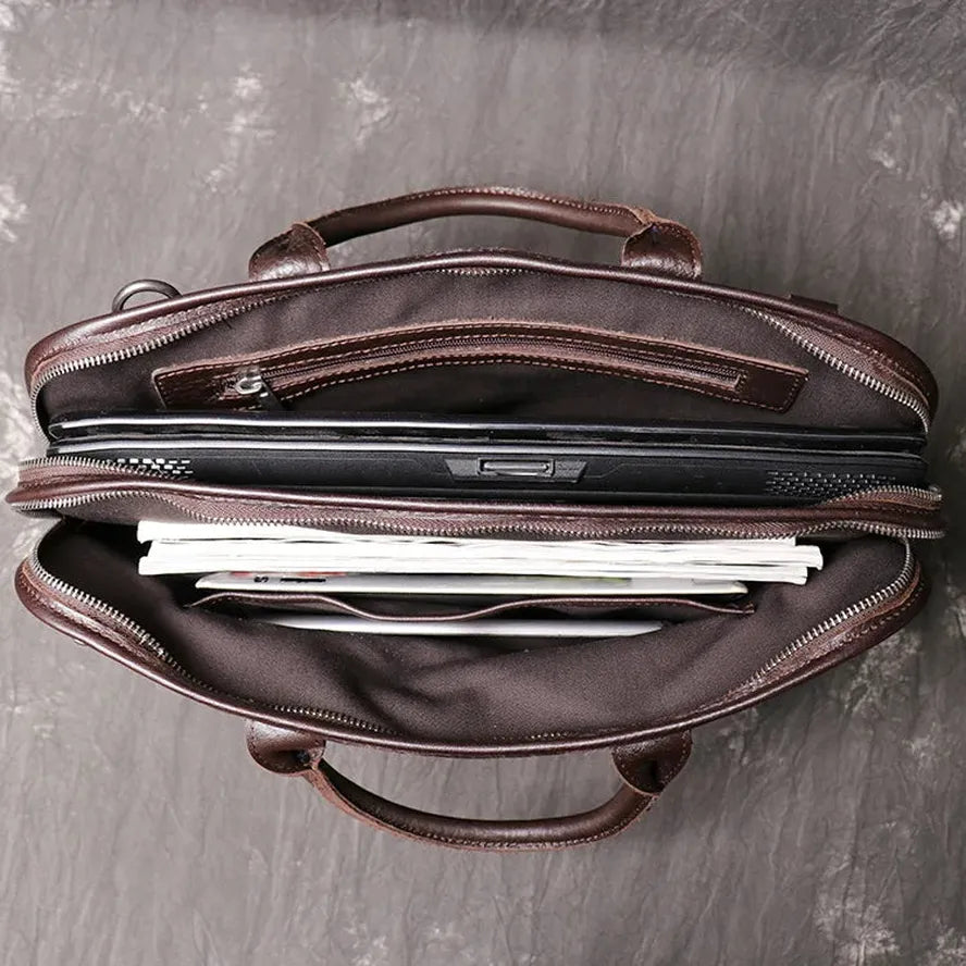 HKM-774291 Men's Leather Messenger Bag - Durable Handcrafted Cowhide with Large Capacity for Laptops and Essentials