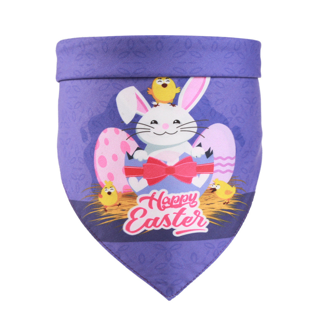 HKM-968403 Easter Bunny and Egg Scarf Pet Accessory for Dogs and Cats ¨C Multi-Pattern Saliva Towel