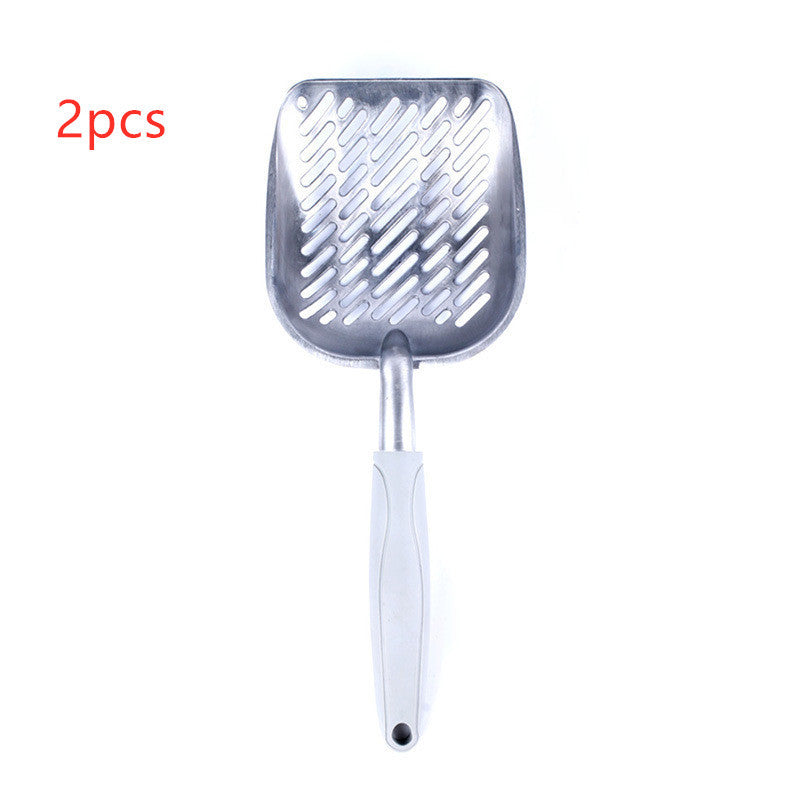 HKM-066643 Large Aluminum Alloy Cat Litter Shovel - Durable, Lightweight, Ergonomic Design, Gray/Black Color, 36x15.5x15.5x13.5cm