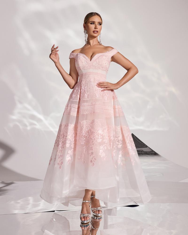 HKM-205011 Elegant Pink Evening Dress with Subtle Detailing - EZ25166